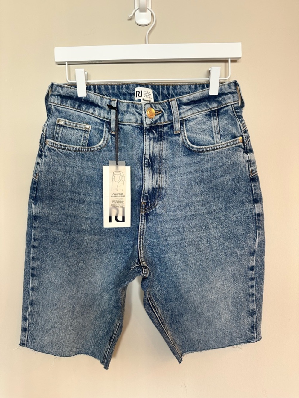 River Island Blue High-Rise Denim Jean Shorts